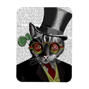 Steampunk Cat - Top Hut und rot-gelbe Brille Magnet