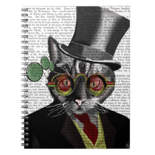 Steampunk Cat - Top Hut und rot-gelbe Brille Notizblock