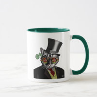 Steampunk Cat - Top Hut und rot-gelbe Brille