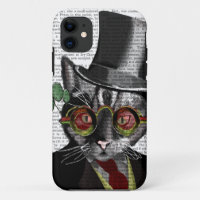 Steampunk Cat - Top Hut und rote gelbe Brille