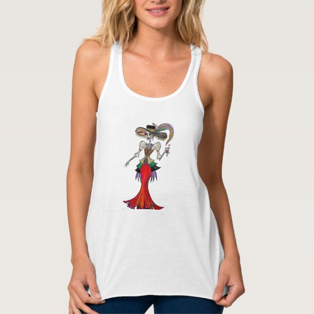Steampunk Catrina/Trägershirt Dia de Los Muertos Tank Top (Vorderseite)