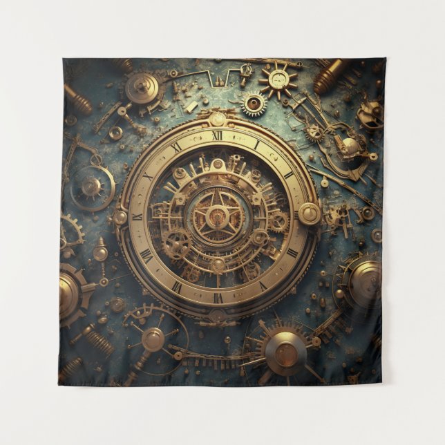 Steampunk Celestial Art Tapestry Wandteppich (Vorderseite)