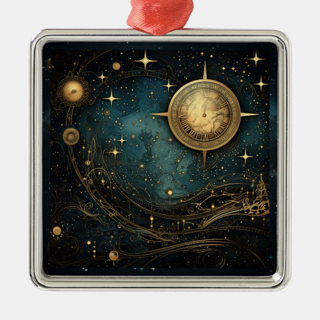 Steampunk Celestial Ornament Aus Metall (Vorne)