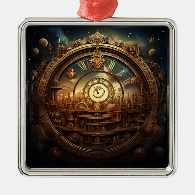 Steampunk Celestial Ornament Aus Metall (Vorne)