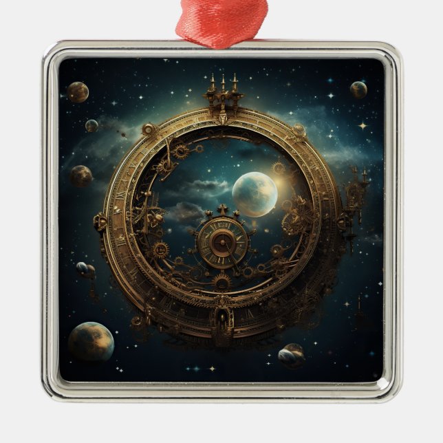 Steampunk Celestial Ornament Aus Metall (Vorne)