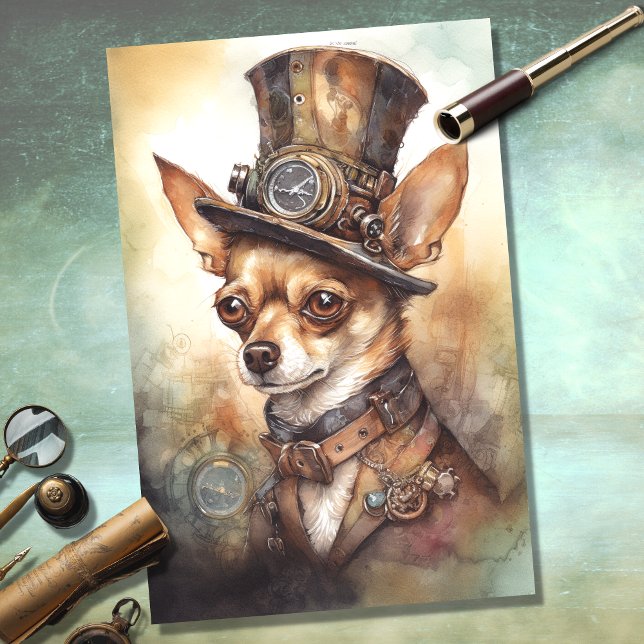Steampunk Chihuahua 2 Dekoupage Paper Seidenpapier (Von Creator hochgeladen)