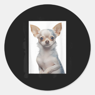 Steampunk Chihuahua Hund mit Groovy Tattoos Dog Da Runder Aufkleber