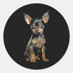 Steampunk Chihuahua Ink That Art Tattoo Artist Pup Runder Aufkleber