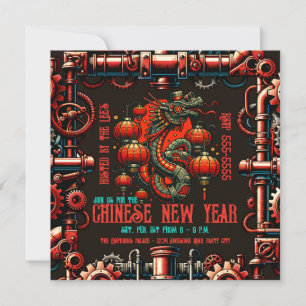 Steampunk Chinese New Year Snake Einladung