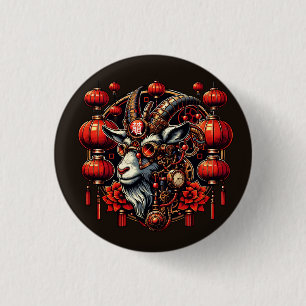 Steampunk Chinesisches Neujahrs Ziege Button
