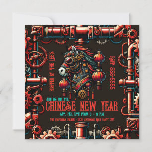Steampunk Chinesisches Neujahrspferd Einladung