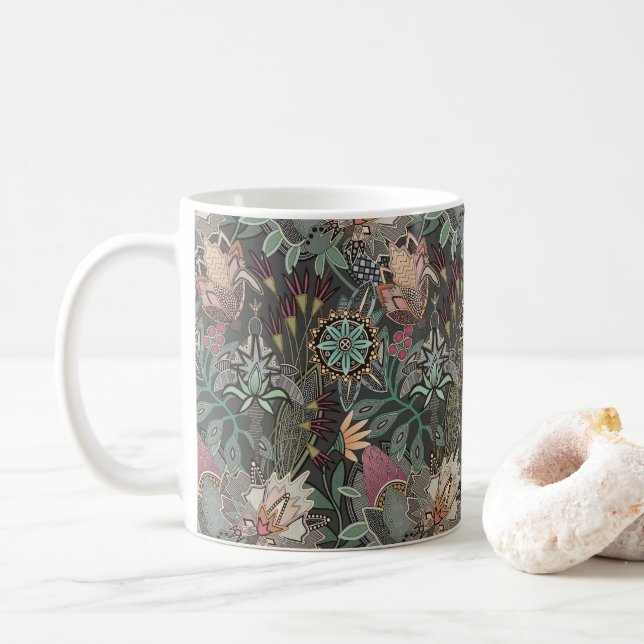 Steampunk-Chintz grau Kaffeetasse (Mit Donut)