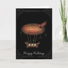 Steampunk Christmas Airship Grußkarte Feiertagskarte