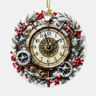 Steampunk Christmas Clock - Victorian Ornament
