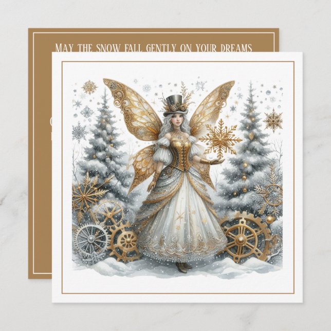 Steampunk Christmas – Golden Fairy in Snowy Forest (Vorne/Hinten)