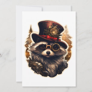 Steampunk Christmas Raccoon Einladung