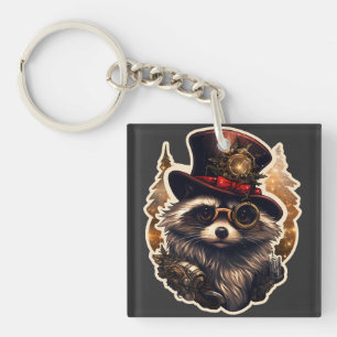 Steampunk Christmas Raccoon Schlüsselanhänger