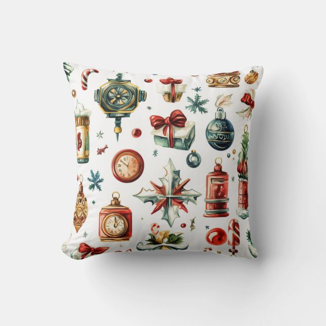 Steampunk Christmas Throw Kissen (Vorderseite)