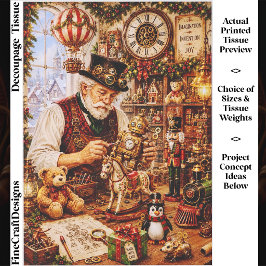 Steampunk Christmas Toy Workshop FV4 Decoupage Seidenpapier