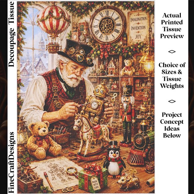 Steampunk Christmas Toy Workshop FV4 Decoupage Seidenpapier (Von Creator hochgeladen)