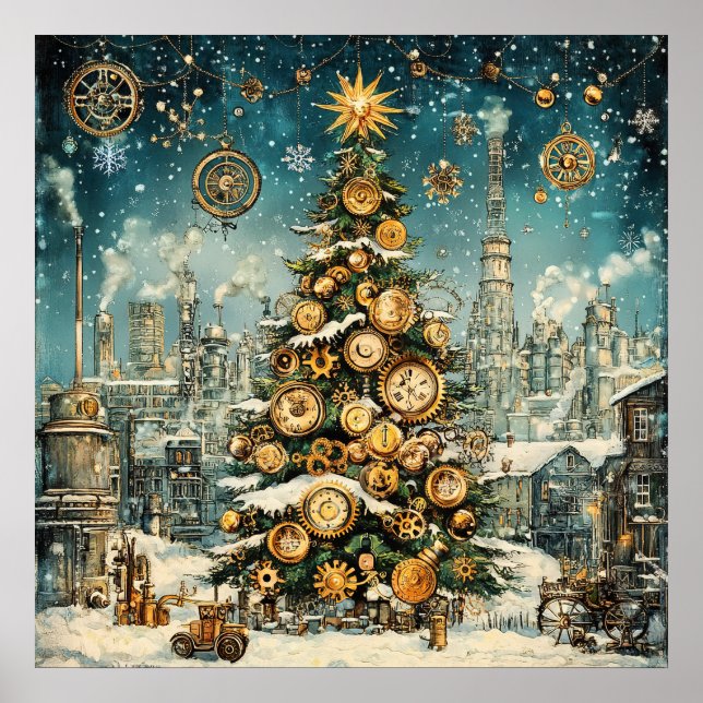 Steampunk Christmas Tree Poster (Vorne)