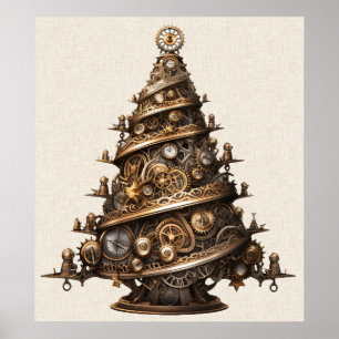 Steampunk Christmas Tree Poster