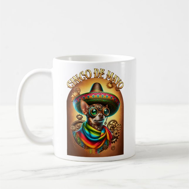 Steampunk Cinco de Mayo Chihuahua Kaffeetasse (Links)