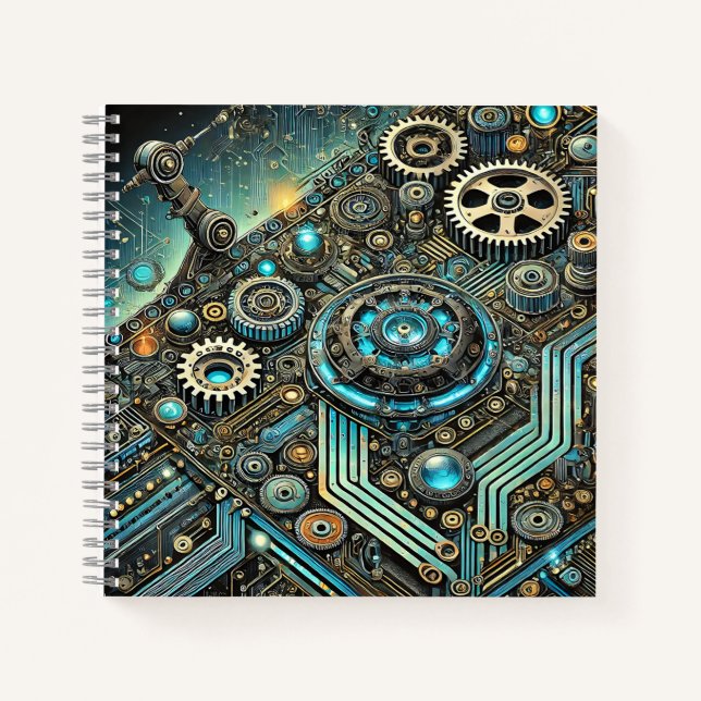 Steampunk Circuitry & Cybernetic System Notizbuch (Vorderseite)