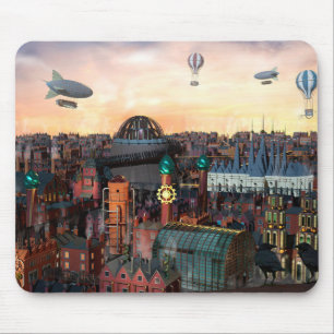 Steampunk City Gebäude Mousepad
