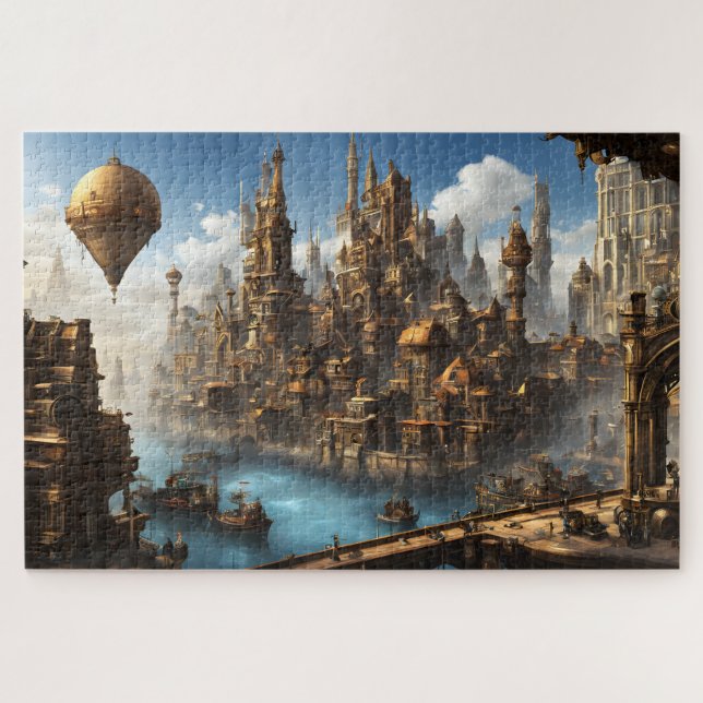 Steampunk City mit Ballon Puzzle (Horizontal)