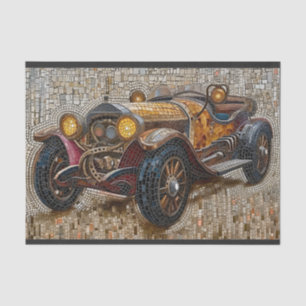 Steampunk Classic Car Mousseline Imitate Mosaic 02 Seidenpapier