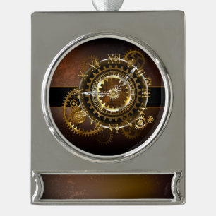 Steampunk clock Banner-Ornament silber