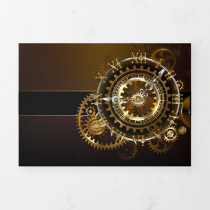 Steampunk clock dreifach gefaltete karte