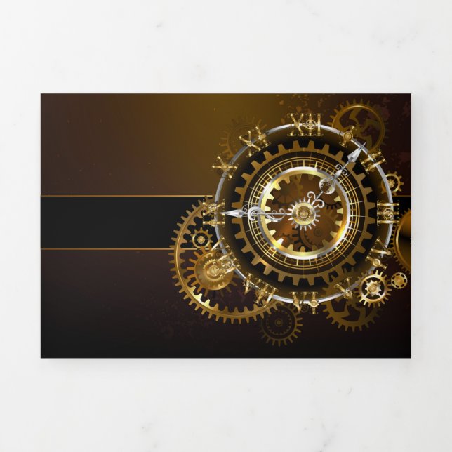 Steampunk clock dreifach gefaltete urlaubskarte (Cover)
