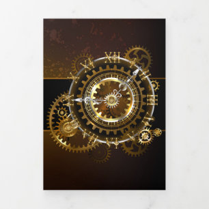 Steampunk clock dreifach gefaltete urlaubskarte