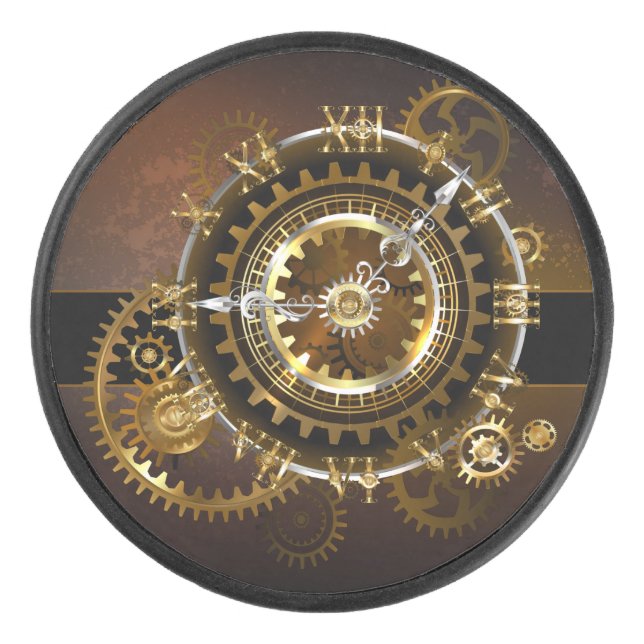 Steampunk clock eishockey puck (Vorderseite)