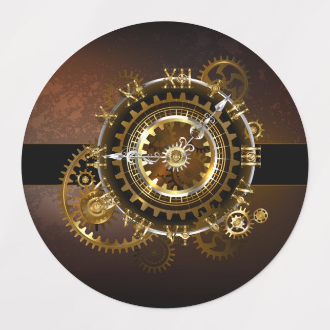 Steampunk clock etiketten (Design 1)