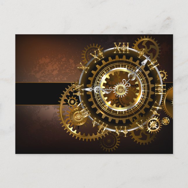 Steampunk clock feiertagspostkarte (Vorderseite)