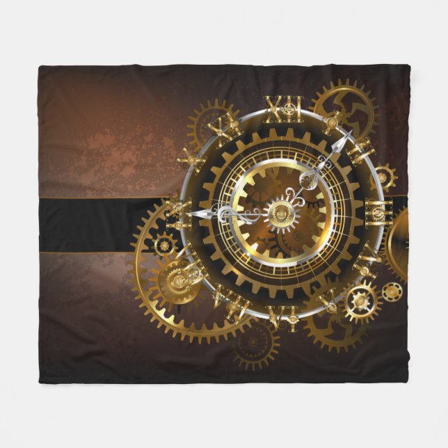 Steampunk clock fleecedecke (Vorderseite (Horizontal))