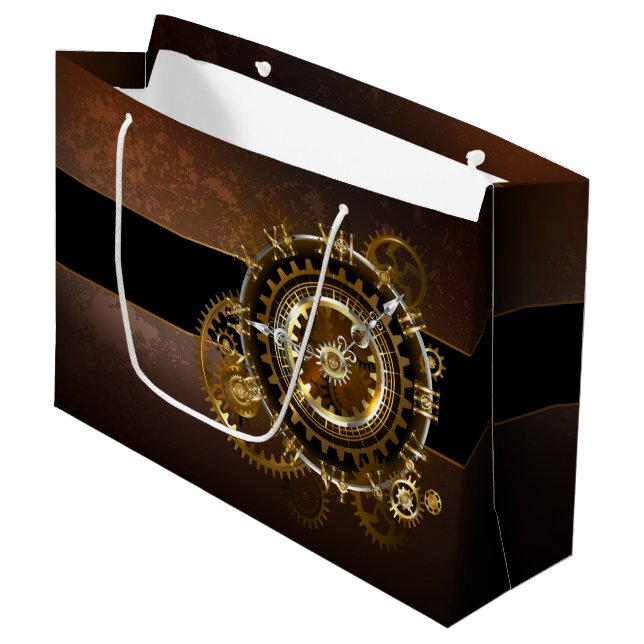 Steampunk clock große geschenktüte (Vorderseite Schrägansicht)