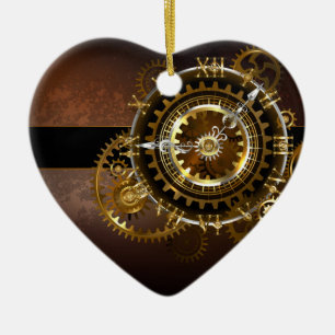 Steampunk clock keramik ornament