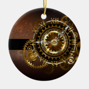 Steampunk clock keramik ornament