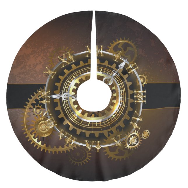 Steampunk clock polyester weihnachtsbaumdecke (Vorderseite)