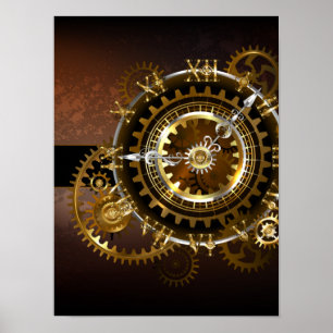 Steampunk clock poster