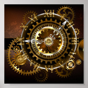 Steampunk clock poster