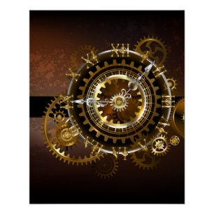Steampunk clock poster