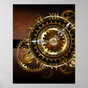Steampunk clock poster