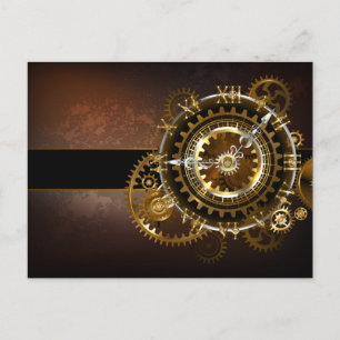 Steampunk clock postkarte