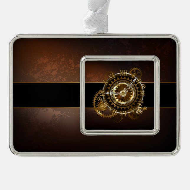 Steampunk clock Rahmen-Ornament silber (Vorderseite)