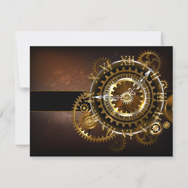 Steampunk clock RSVP karte (Vorderseite)